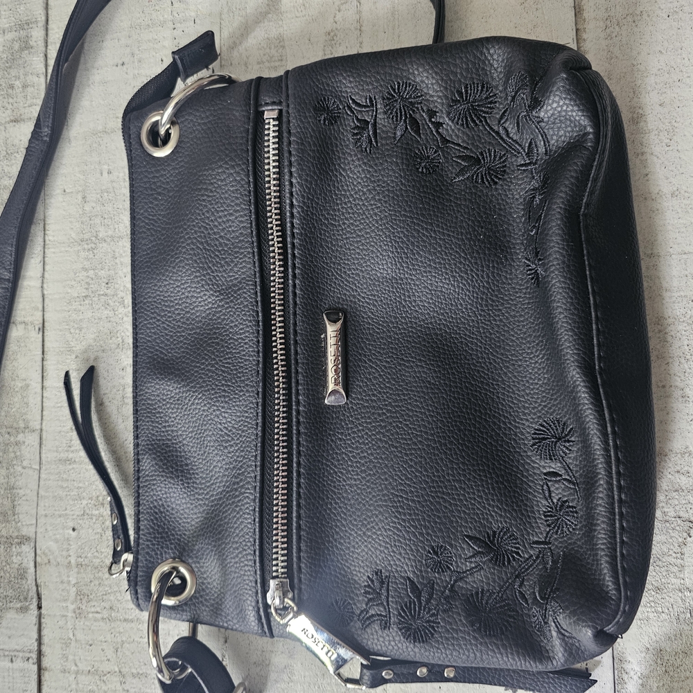 Rosetti Black Crossbody Bag with Embroidered Details